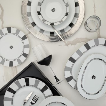 27-osaline söögikomplekt valge/hall/portselan