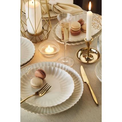 27-osaline sööginõude komplekt valge/kuldne/portselan