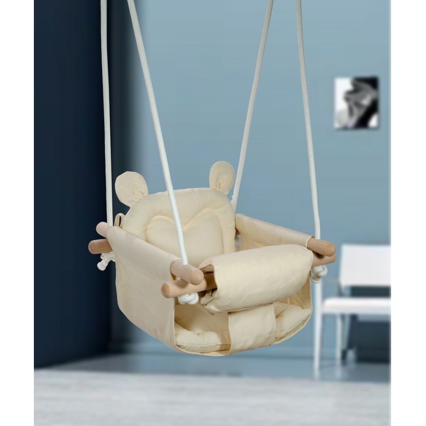 2Kids Toys - Laste tekstiilist kiik kreemikas/pöök