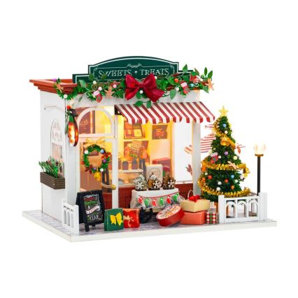 2Kids Mänguasjad - Miniatuurne jõulukommipood majake 2xAAA