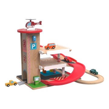 2Kids Toys - Puidust garaaž rongirajaga