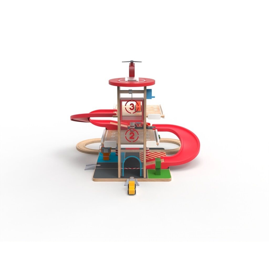 2Kids Toys - Puidust garaaž rongirajaga