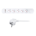 3 m pikendusjuhe viie pistikupesaga, lülitiga ja USB-A ning USB-C laadimisega