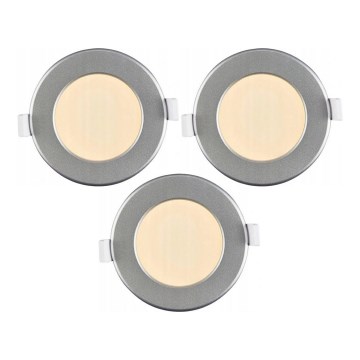 3-osaline komplekt LED-vannitoa süvistatavaid laevalgusteid LED/6W/230V IP44, hõbedased