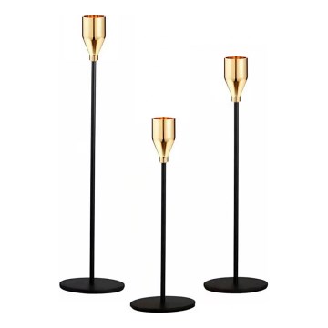 3-osaline küünlahoidjate komplekt, must/kuldne