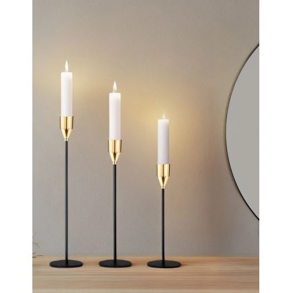 3-osaline küünlahoidjate komplekt, must/kuldne