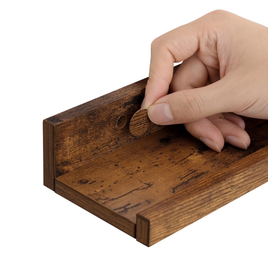 3-osaline seinariiulite komplekt SHELFY, 38 × 5 × 10 cm, pruun