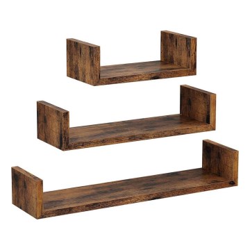 3-osaline seinariiulite komplekt SHELFY, pruun
