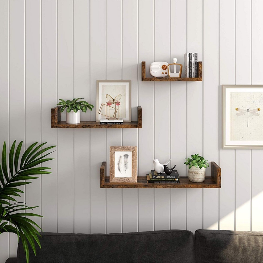 3-osaline seinariiulite komplekt SHELFY, pruun