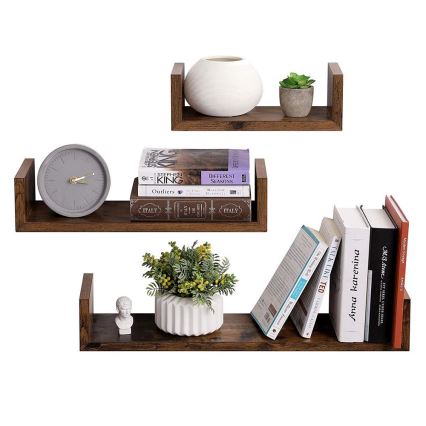 3-osaline seinariiulite komplekt SHELFY, pruun