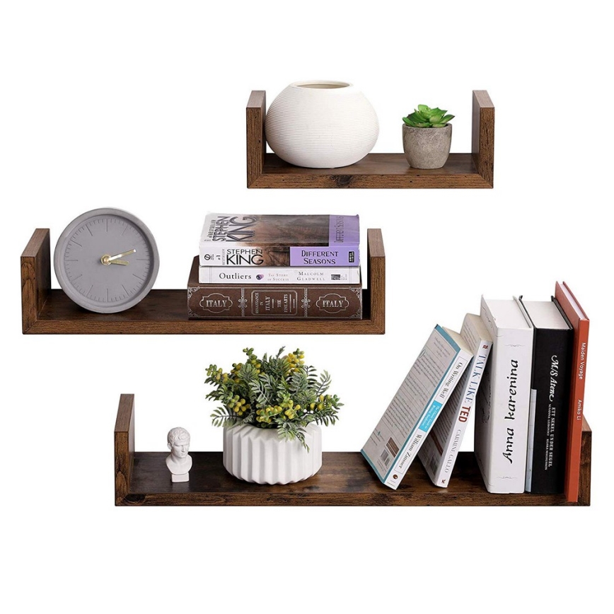 3-osaline seinariiulite komplekt SHELFY, pruun