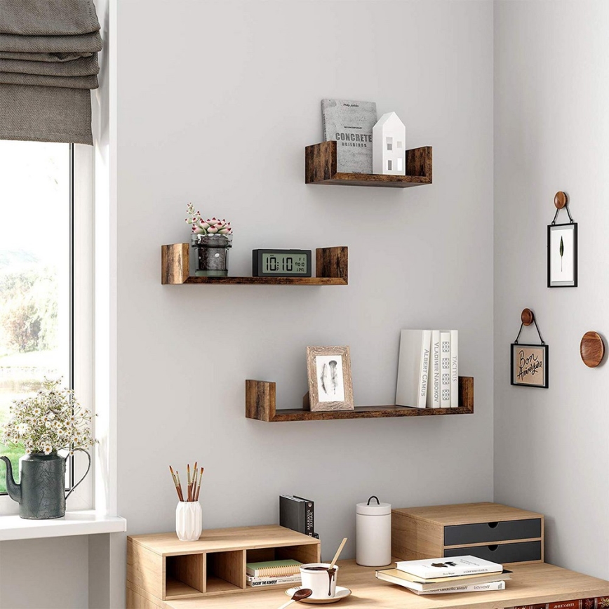 3-osaline seinariiulite komplekt SHELFY, pruun