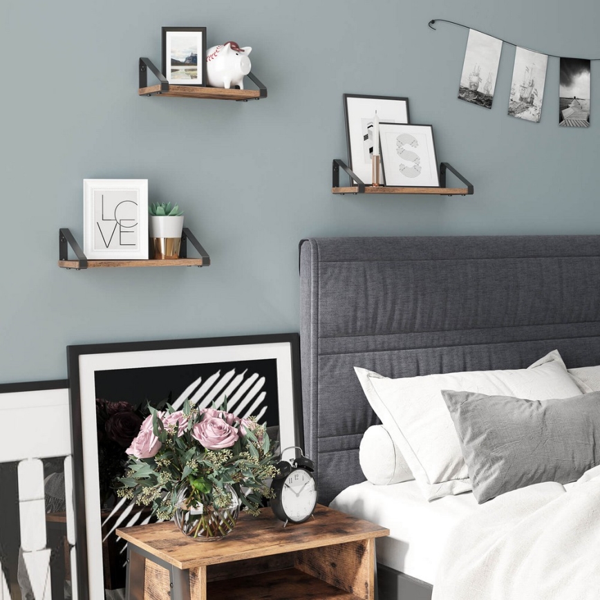 3-osaline seinariiulite komplekt SHELFY, pruun/must