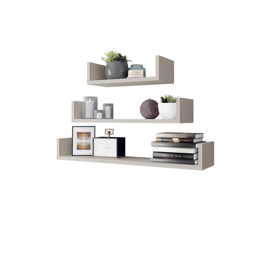 3-osaline TRIO seinariiulite komplekt 11x40/60/80 cm kašmiir