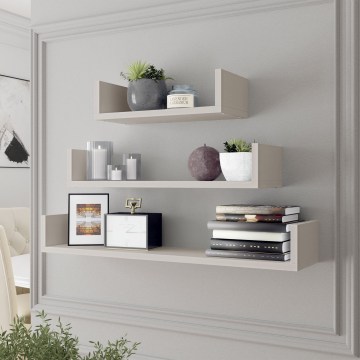 3-osaline TRIO seinariiulite komplekt 40/60/80x11 cm kašmiir