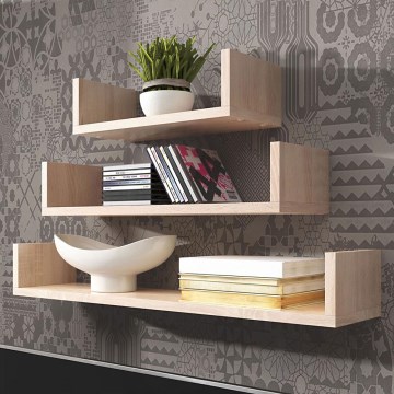 3-osaline TRIO seinariiulite komplekt 40/60/80x11x18 cm Sonoma tamm