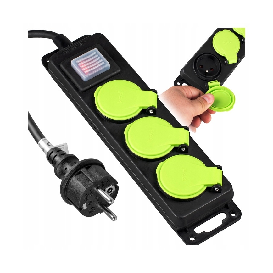 3-pesaline pikendusjuhe lülitiga 20m IP44