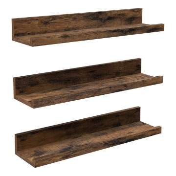 3x seinale kinnitatavate riiulite komplekt SHELFY 38x5x10 cm pruun