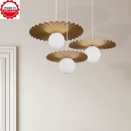3‑osaline komplekt: SUNPLISS ripatslambid kaabliga, 1xG9/10W/230V, kuldne/kreemjas