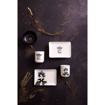 4-osaline sööginõude komplekt, must/valge, portselan