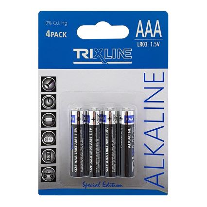4 tk Alkaline patarei AAA 1,5V
