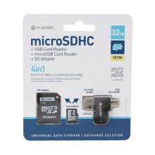 4-ühes MicroSDHC 32GB + SD Adapter + MicroSD Kaardilugeja + OTG Adapter