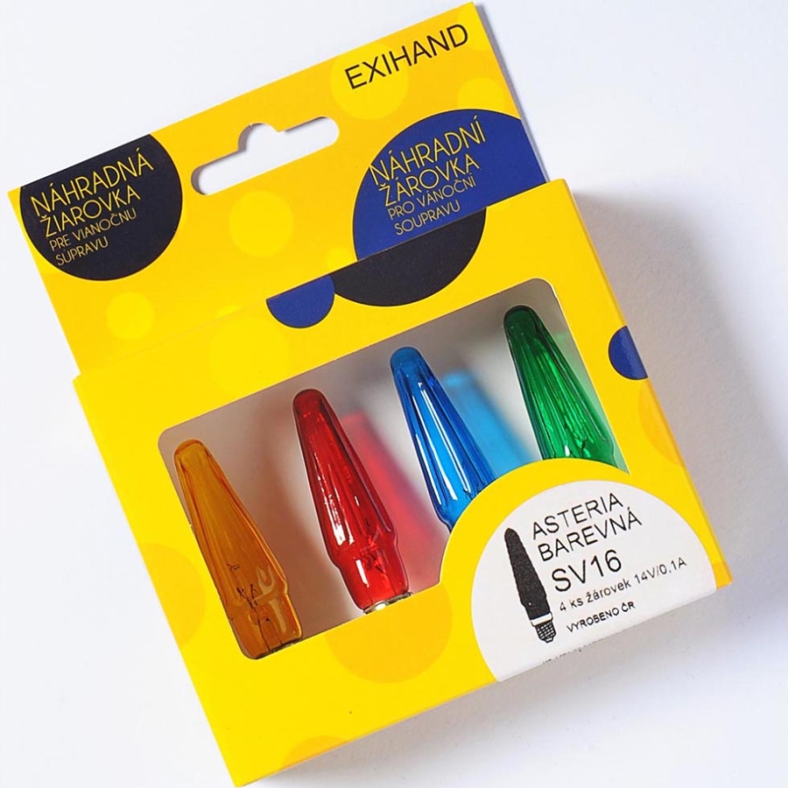4 x Asenduspirn ASTERIA E10/14V/0,1A värviline mix - toodetud Euroopas