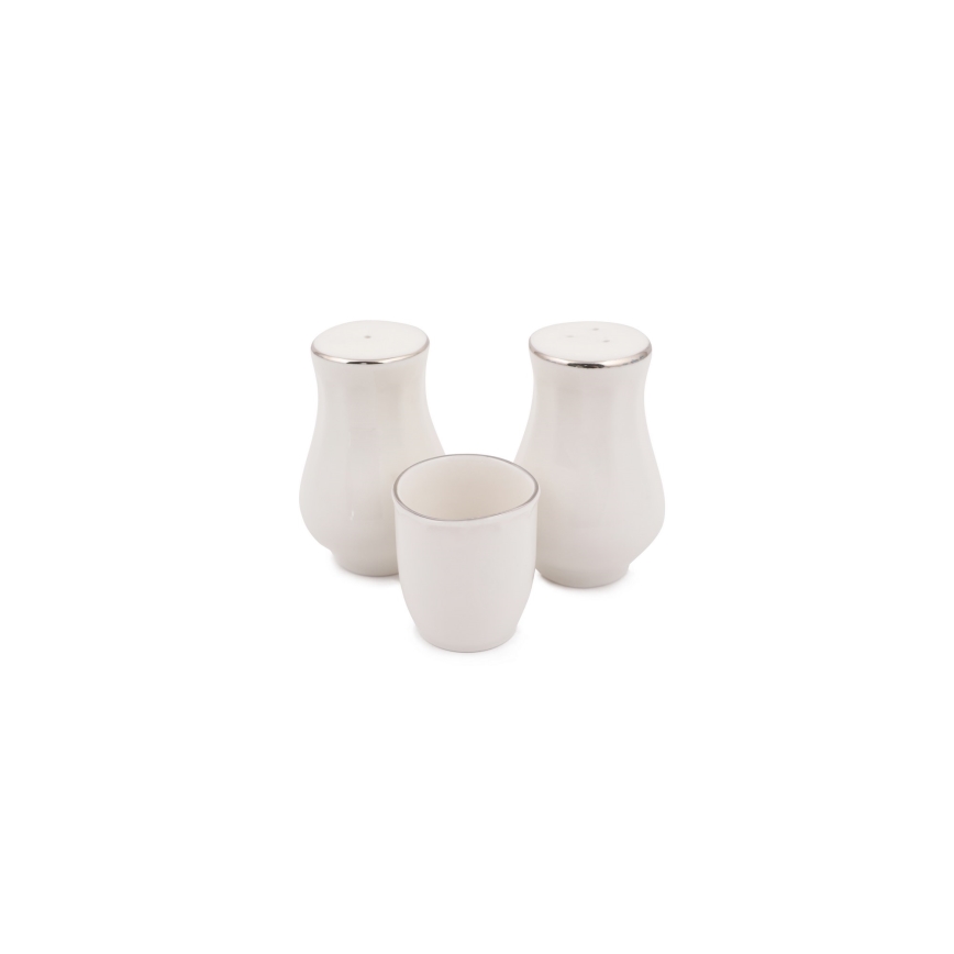 54-osaline sööginõude komplekt valge/hõbedane/elevandiluu portselan