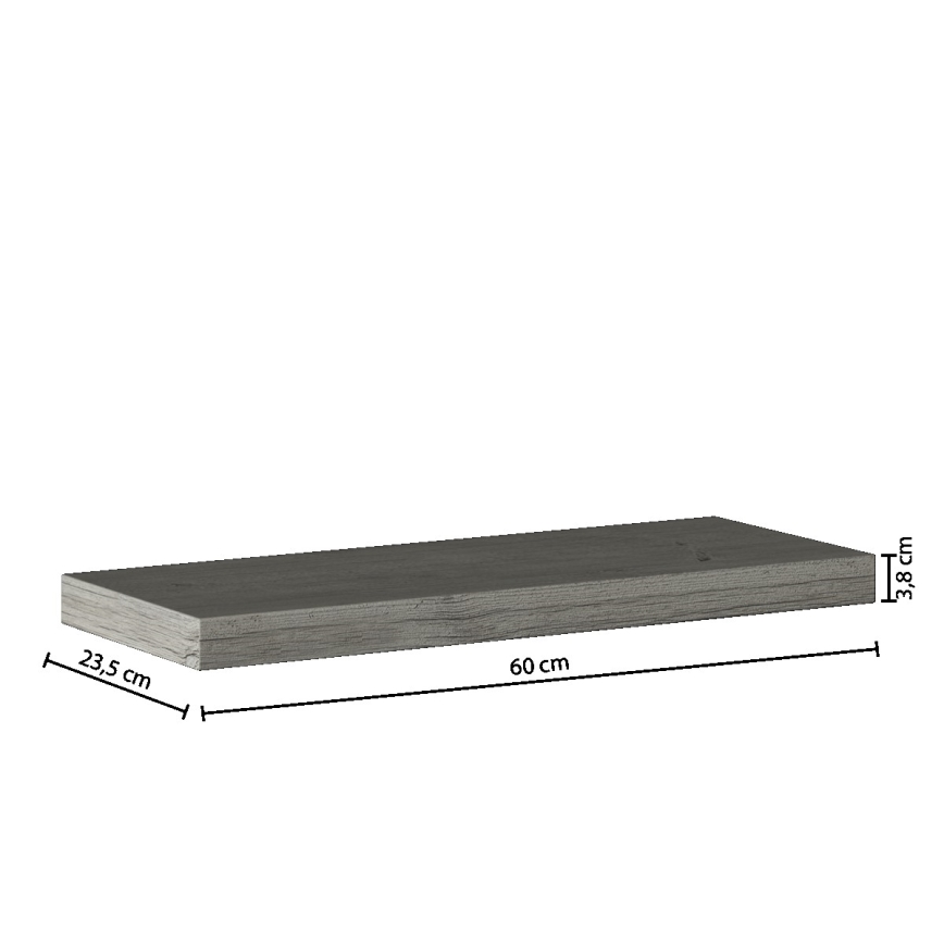 5five - seinale kinnitatav riiul HYLE 60x24 cm hall tamm
