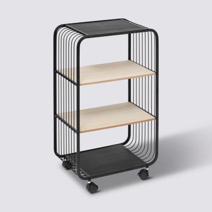 5five - Serveerimislaud/ratastel riiul COLGE 74x43 cm must/beež