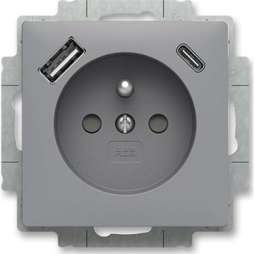 ABB 5569T-A32357 241 - Kodune pistikupesa ilma raamita ZONI 250V 1xUSB A+C hall