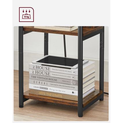 Abilaud sisseehitatud pistikupesade ja USB-portidega ROD pruun/must