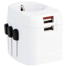 Adapter UK, USA, Austraalia ja Hiina 230V + 2x USB port