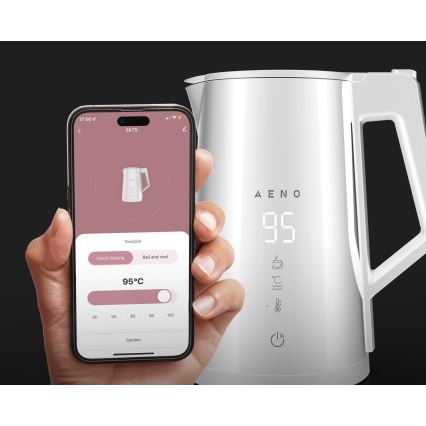 AENO - nutikas 1,7 l veekeetja LED-ekraaniga 2200W/230V valge