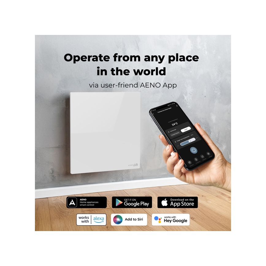 AENO - Nutikas elektriline infrapaneel 500W ajastaja/termostaat Wi-Fi valge