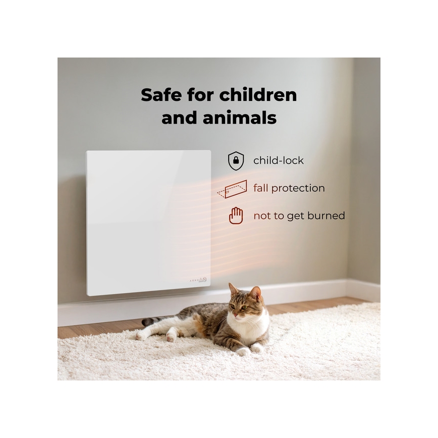 AENO - Nutikas elektriline infrapaneel 500W ajastaja/termostaat Wi-Fi valge