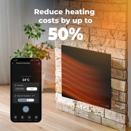 AENO - Nutikas elektriline infrapaneel 500W taimer/termostaat Wi-Fi must