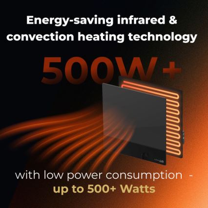 AENO - Nutikas elektriline infrapaneel 500W taimer/termostaat Wi-Fi must