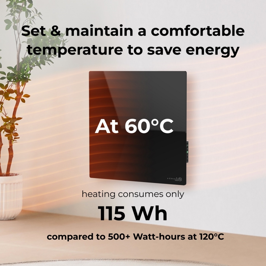 AENO - Nutikas elektriline infrapaneel 500W taimer/termostaat Wi-Fi must