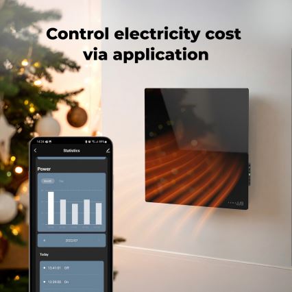 AENO - Nutikas elektriline infrapaneel 500W taimer/termostaat Wi-Fi must