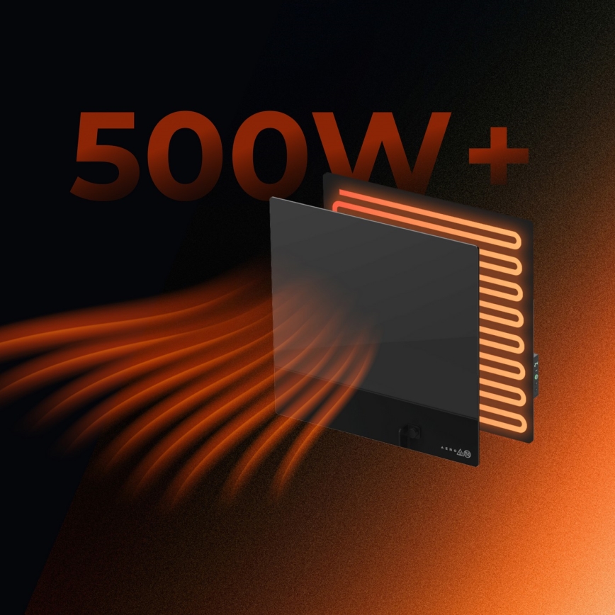 AENO - Nutikas elektriline infrapaneel 500W taimer/termostaat Wi-Fi must