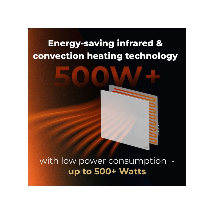 AENO - Nutikas elektriline infrapaneel 500W taimer/termostaat Wi-Fi valge