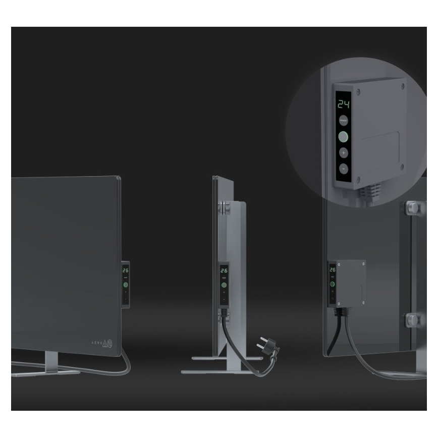 AENO - Nutikas elektriline infrapuna paneel koos LED dioodidega ekraan 700W taimer/termostaat IP44 Wi-fi hall