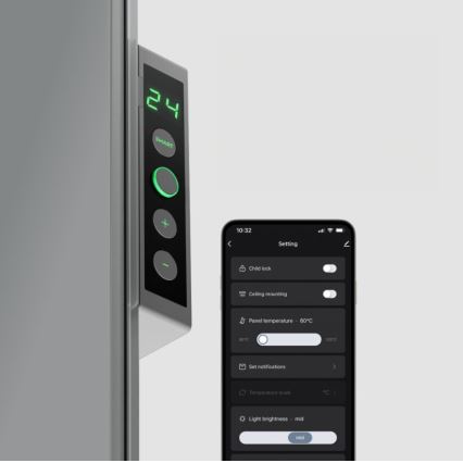 AENO - Nutikas elektriline infrapuna paneel koos LED dioodidega ekraan 700W taimer/termostaat IP44 Wi-fi hall