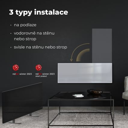 AENO - Nutikas elektriline infrapuna paneel 700W taimer/termostaat IP44 Wi-fi valge