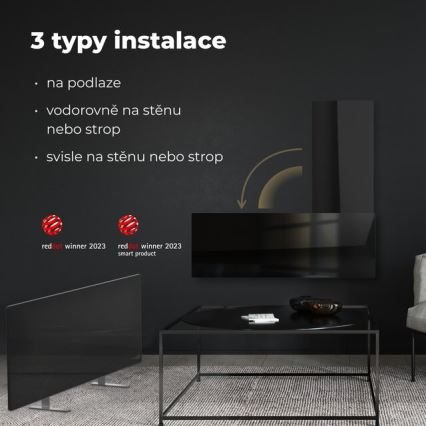 AENO - Nutikas elektriline infrapuna paneel 700W taimer/termostaat IP44 Wi-fi must