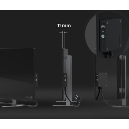 AENO - Nutikas elektriline infrapuna paneel koos LED dioodidega ekraan 700W taimer/termostaat IP44 Wi-fi must