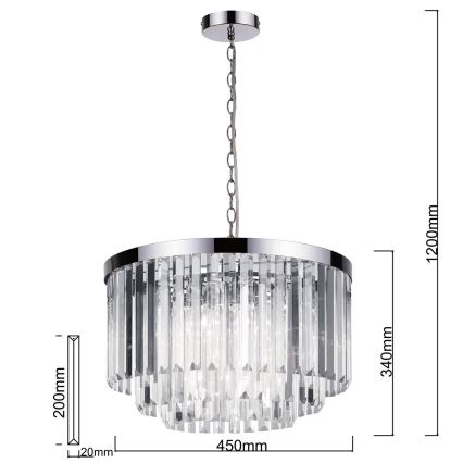 Ahelaga ripplühter VETRO 5xE14/60W/230V läikiv kroom