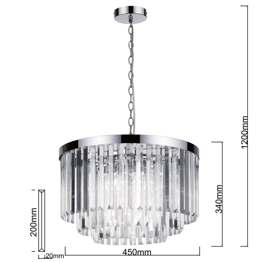 Ahelaga ripplühter VETRO 5xE14/60W/230V läikiv kroom