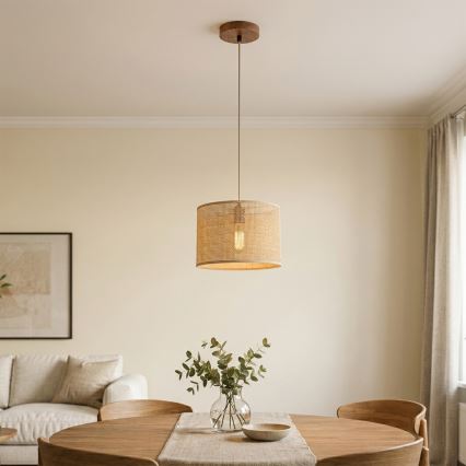 AIDA juhtmega rippvalgusti, 1xE27/15W/230V, Ø 25 cm, tamm/rafia